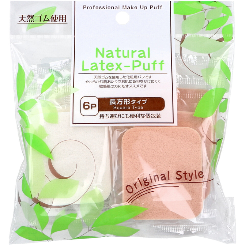 石原商店 ナチュラルラテックスパフ 長方形パフ 6個入 1パック(ご注文単位1パック)【直送品】