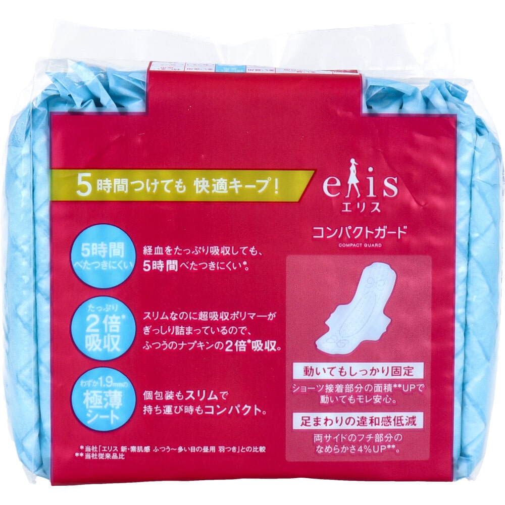 大王製紙 エリス コンパクトガード 特に多い昼用 羽つき 25cm 19コ入 1パック(ご注文単位1パック)【直送品】