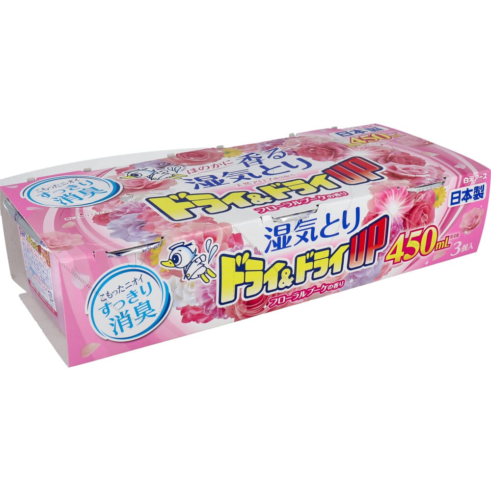 白元アース ドライ&ドライUP ほのかに香る湿気とり フローラルブーケの香り 450mL×3コ入 1パック(ご注文単位1パック)【直送品】