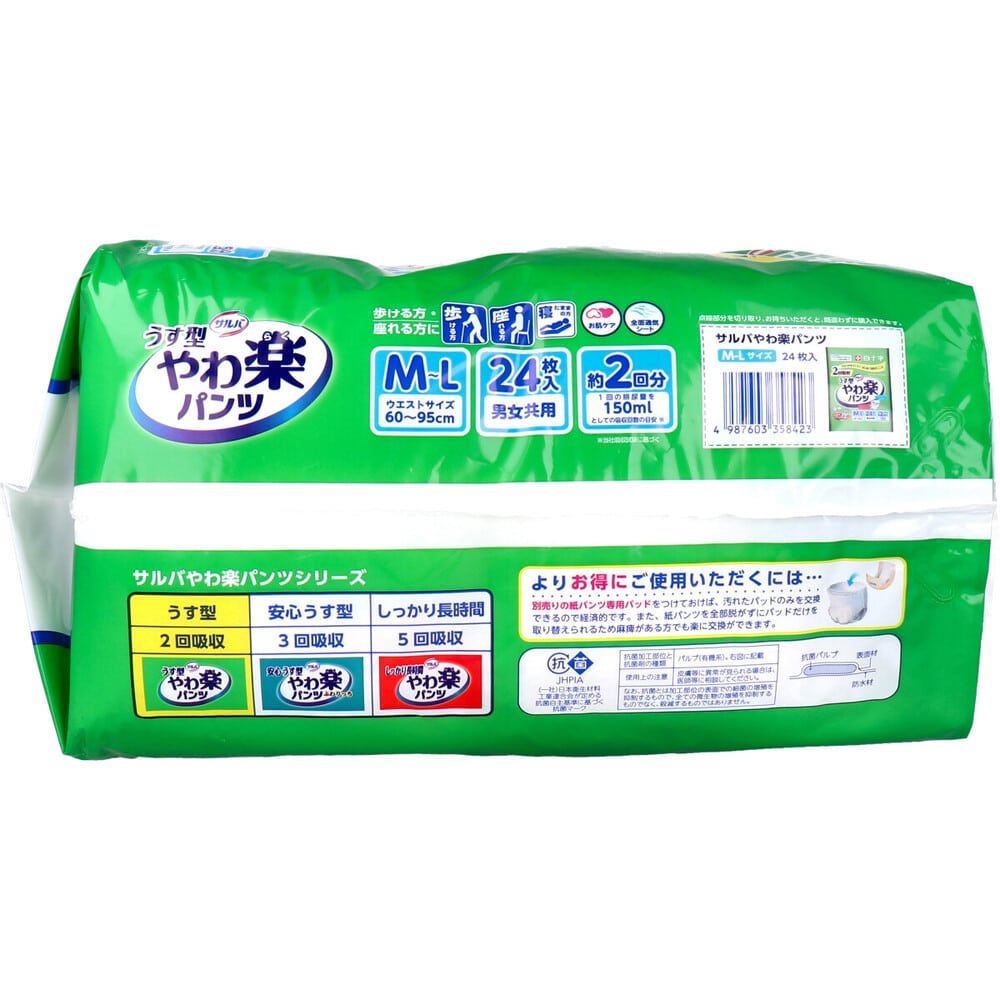 白十字　サルバ やわ楽パンツ M-Lサイズ 24枚入　1パック（ご注文単位1パック）【直送品】