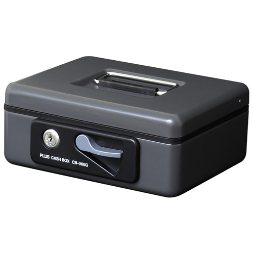 プラス PLUS 金庫 手提金庫 小型 W197×D164×80mm ダークグレー 12-860 1個(ご注文単位1個)【直送品】