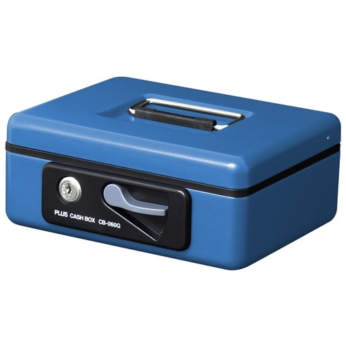 >プラス PLUS 金庫 手提金庫 小型 W197×D164×80mm ブルー 12-861 1個(ご注文単位1個)【直送品】