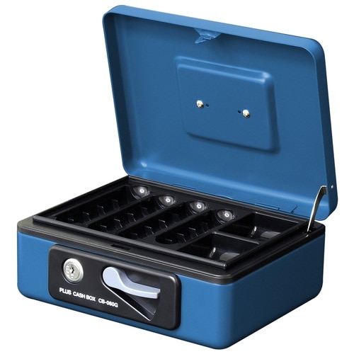 プラス PLUS 金庫 手提金庫 小型 W197×D164×80mm ブルー 12-861 1個(ご注文単位1個)【直送品】