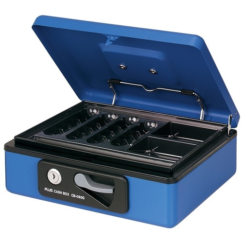 プラス PLUS 金庫 手提金庫 小型 W230×D194×80mm ブルー 12-864 1個(ご注文単位1個)【直送品】