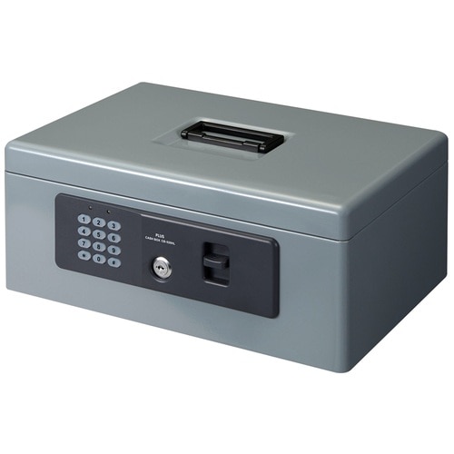 プラス PLUS 金庫 電子ロック 手提金庫 A4 グレー CB-020HL 13-101 1個(ご注文単位1個)【直送品】