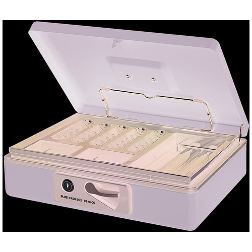 プラス PLUS 金庫 手提金庫 小型 W300×D240×80mm ダークグレー 13-126 1個(ご注文単位1個)【直送品】