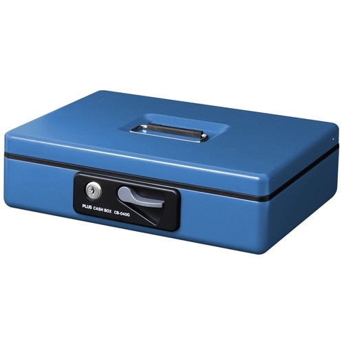 プラス PLUS 金庫 手提金庫 小型 W300×D240×80mm ブルー 13-127 1個(ご注文単位1個)【直送品】