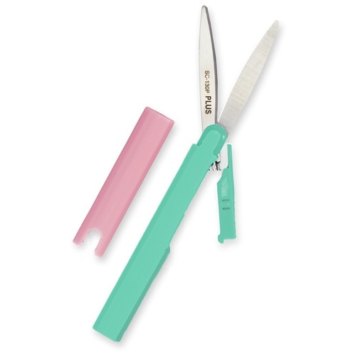 プラス PLUS はさみ 携帯タイプ フィットカットカーブ ツイッギー ピーチ×ミント 34-573 1個（ご注文単位1個）【直送品】