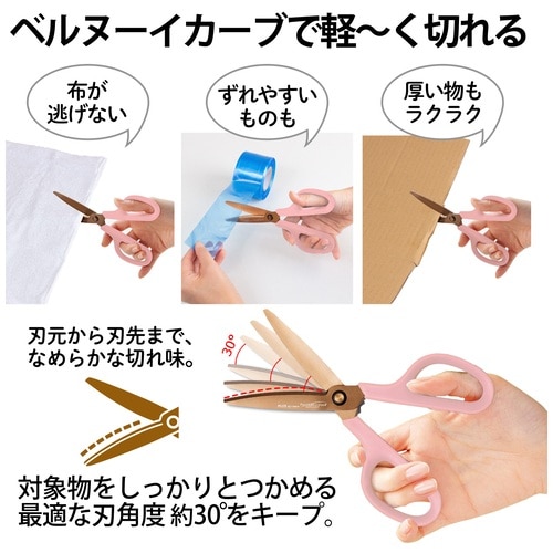 プラス PLUS フィットカットカーブ プレミアムチタン イージーグリップ ピンク SC-175STN 1本(ご注文単位1本)【直送品】