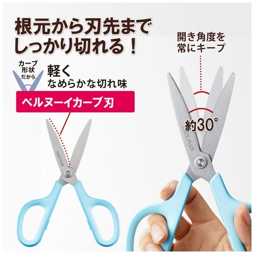 プラス PLUS フィットカットカーブ 抗菌グリップ SC-175S-AB ブルー はさみ 事務用 1箱(ご注文単位1箱)【直送品】