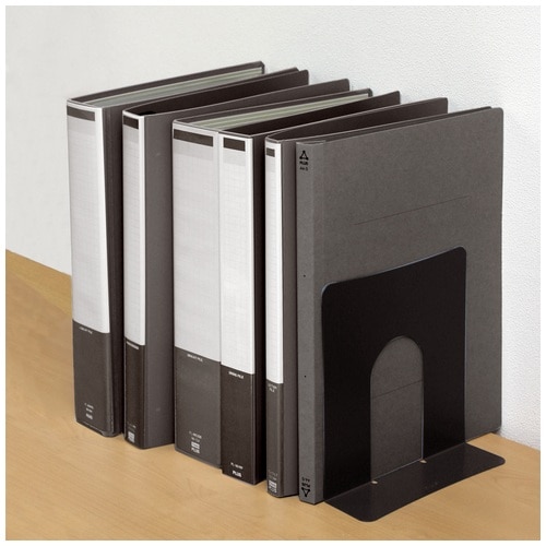 プラス PLUS ブックエンド 幅広タイプ 2枚組 36-350 BS-102 ブラック 1組(ご注文単位1組)【直送品】