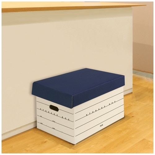 プラス PLUS 収納ボックス フタ式(分離タイプ)A4用 DN-245 40-043 ネイビー 1個（ご注文単位1個）【直送品】