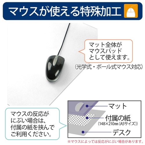 プラス PLUS デスクマット マウス対応 非転写 シングル 1390×590mm 斜めカット 41342 1枚（ご注文単位1枚）【直送品】