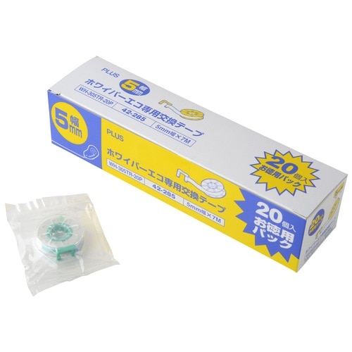 プラス PLUS 修正テープ ホワイパー エコ交換テープ20個入 5mm幅 WH-05TR20P 42-285 1袋(ご注文単位1袋)【直送品】