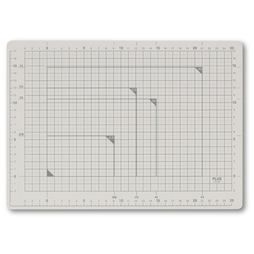 プラス PLUS カッターマット 両面 A4 230×320mm ライトグレー 48-570 1枚(ご注文単位1枚)【直送品】