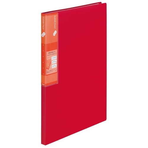 プラス PLUS スーパーエコノミークリアーF+ A4縦20ポケ 赤 1冊(ご注文単位1冊)【直送品】