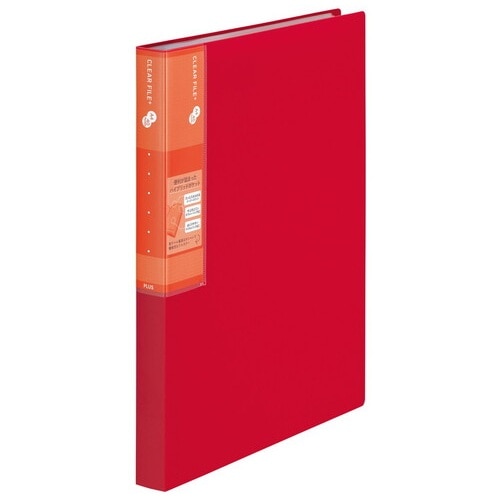 プラス PLUS ファイル スーパーエコノミー クリアファイル + A4 40ポケット レッド 75-873 1冊(ご注文単位1冊)【直送品】