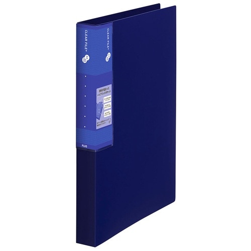 プラス PLUS ファイル スーパーエコノミー クリアファイル + A4 60ポケット ネイビー 75-876 1冊(ご注文単位1冊)【直送品】
