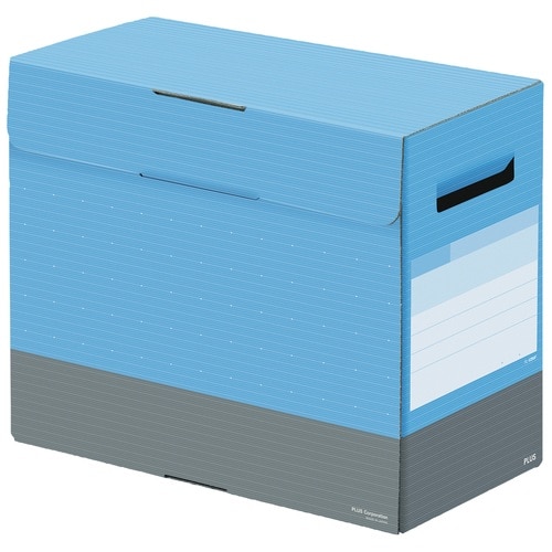 プラス PLUS ファイルボックス フタ付き A4横 背幅150mm デジャヴ スカイブルー 76-451 1冊(ご注文単位1冊)【直送品】
