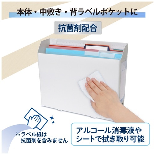 プラス PLUS 抗菌PPボックスファイル FL-201AB WH 1個(ご注文単位1個)【直送品】