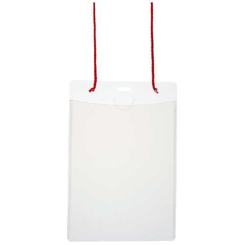 プラス PLUS 名札 ネームタッグ 吊り下げ式 イベント用 はがきサイズ 50枚 レッド 84-805 1袋（ご注文単位1袋）【直送品】