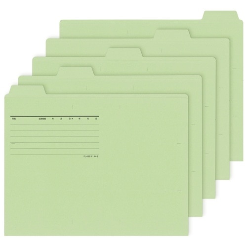プラス PLUS カットフォルダー A4横マチなし 5山 FL-065IF 87-386 グリーン 1袋(ご注文単位1袋)【直送品】