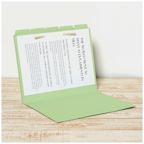 プラス PLUS カットフォルダー A4横マチなし 5山 FL-065IF 87-386 グリーン 1袋(ご注文単位1袋)【直送品】