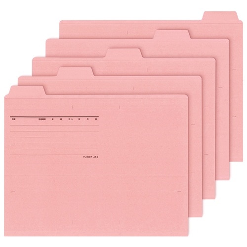 プラス PLUS カットフォルダー A4横マチなし 5山 FL-065IF 87-388 ピンク 1袋(ご注文単位1袋)【直送品】