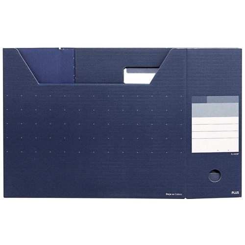 プラス PLUS ボックスファイル A4横 背幅100mm デジャヴ 87-623 ネイビーブルー 1冊（ご注文単位1冊）【直送品】