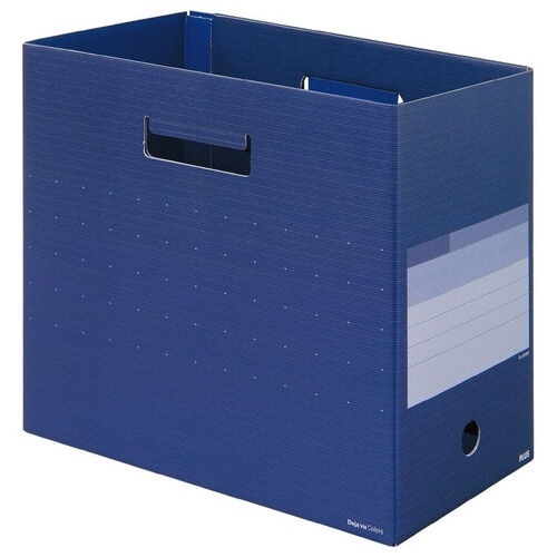 プラス PLUS ボックスファイル デジャヴ ワイド A4-E ネイビーブルー 87-633 1冊(ご注文単位1冊)【直送品】