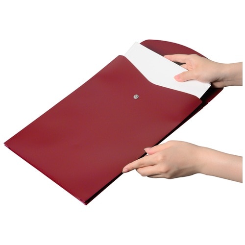 プラス PLUS ホルダー ポケット付エンベロープ(マチ付)タテ型 FL-120CH レッド 88-272 1枚(ご注文単位1枚)【直送品】