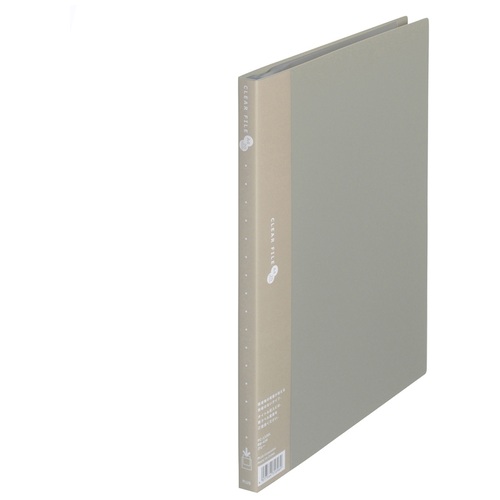 プラス PLUS クリアファイル スーパーエコノミー A4-S 20ポケット グレー 88-420 1冊(ご注文単位1冊)【直送品】