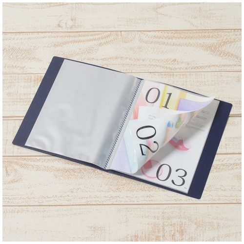 プラス PLUS クリアファイル スーパーエコノミー A5-S 20ポケット ネイビー 88-511 1冊（ご注文単位1冊）【直送品】