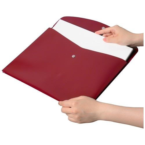 プラス PLUS ホルダー ポケット付エンベロープ(マチ付)ヨコ型 FL-121CH レッド 88-572 1枚（ご注文単位1枚）【直送品】