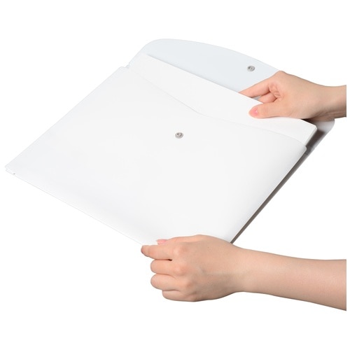 プラス PLUS ホルダー ポケット付エンベロープ(マチ付)ヨコ型 FL-121CH ホワイト 88-573 1袋（ご注文単位1袋）【直送品】