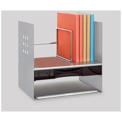 プラス PLUS 机上台 ブックスタンド H型 引き出し付 間口32.6cm シルバー 89-262 1台（ご注文単位1台）【直送品】