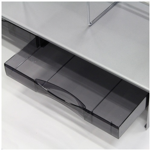 プラス PLUS 机上台 ブックスタンド H型 引き出し付 間口65cm シルバー 89-264 1台(ご注文単位1台)【直送品】