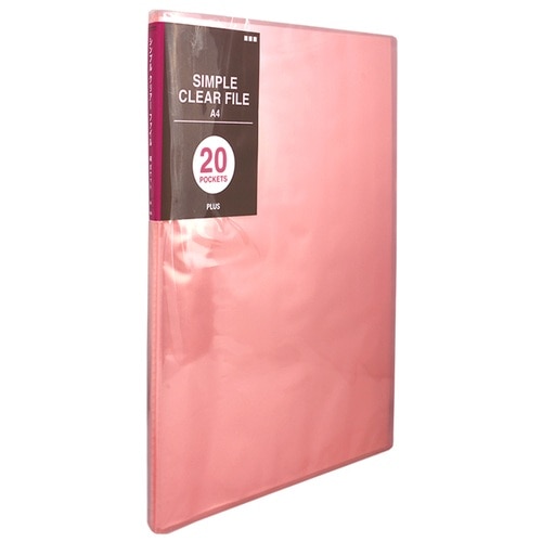 プラス PLUS シンプルクリアーファイル FC-220SC A4-S 20ポケット ピンク 98-164 1冊（ご注文単位1冊）【直送品】