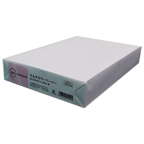 スマートバリュー カラーペーパーB5 桃 A260J-7 500枚/冊（ご注文単位1冊）【直送品】