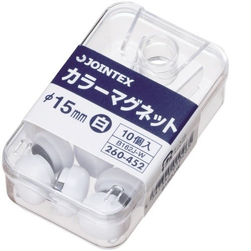 スマートバリュー カラーマグネット 15mm 白 10個 B162J-W 1箱(ご注文単位1箱)【直送品】