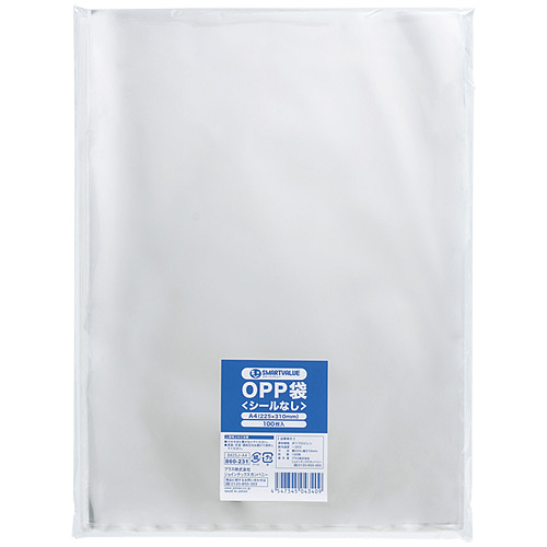 スマートバリュー OPP袋 (シールなし) A4 100枚 B625J-A4 1パック（ご注文単位1パック）【直送品】