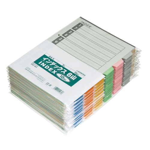 ジョインテックス インデックス A4S 6色6山 100組 D027J-6Y10 1箱（ご注文単位1箱）【直送品】