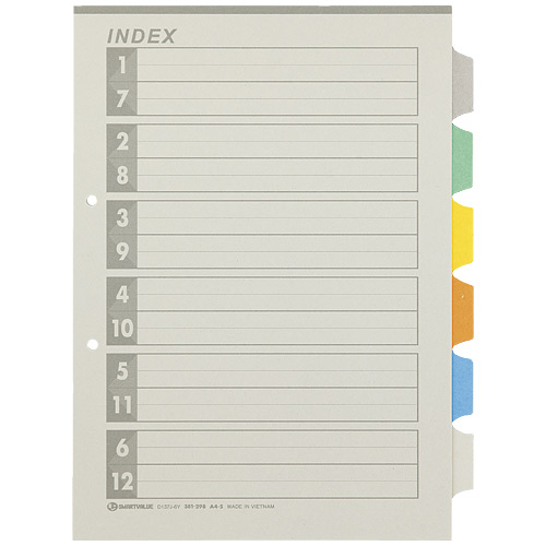 スマートバリュー 再生インデックス A4S6色6山100組D137J-6Y10 1箱（ご注文単位1箱）【直送品】