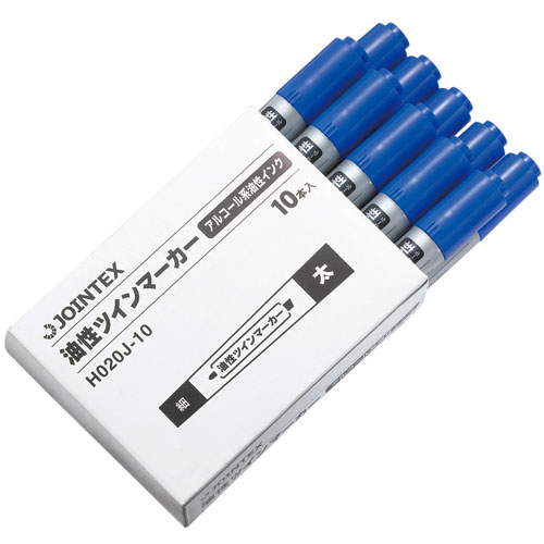 ジョインテックス 油性ツインマーカー 太 青 10本 H020J-BL-10 1箱(ご注文単位1箱)【直送品】