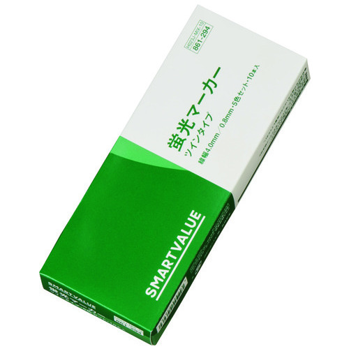 スマートバリュー 蛍光ツインマーカー 5色入 10本 H023J-MIX-10 1箱(ご注文単位1箱)【直送品】