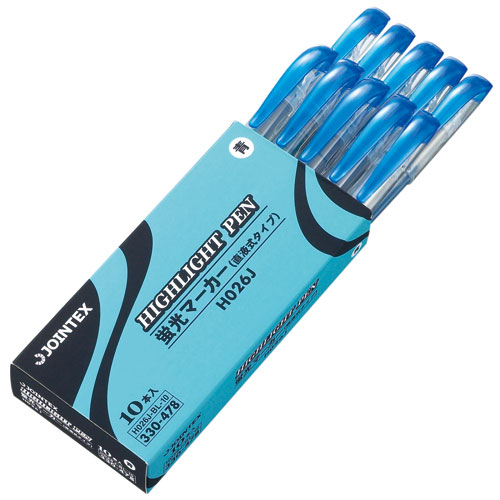 ジョインテックス 蛍光マーカー 直液式 青 10本 H026J-BL-10 1箱(ご注文単位1箱)【直送品】