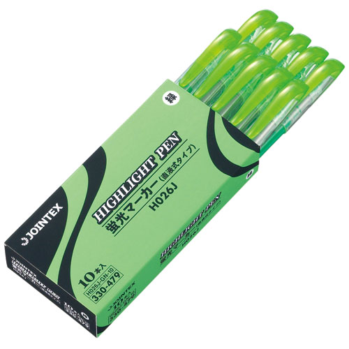 ジョインテックス 蛍光マーカー 直液式 緑 10本 H026J-GN-10 1箱(ご注文単位1箱)【直送品】