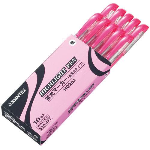 ジョインテックス 蛍光マーカー 直液式 桃 10本 H026J-PK-10 1箱(ご注文単位1箱)【直送品】