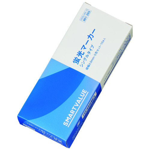 スマートバリュー 蛍光マーカー 5色入 10本 H029J-MIX-10 1箱(ご注文単位1箱)【直送品】