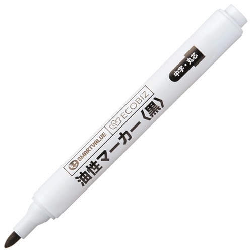 スマートバリュー 油性マーカー シングル中字 黒 12本 H037J-BK 1箱(ご注文単位1箱)【直送品】